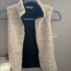 pinc fuzzy vest with leather back
